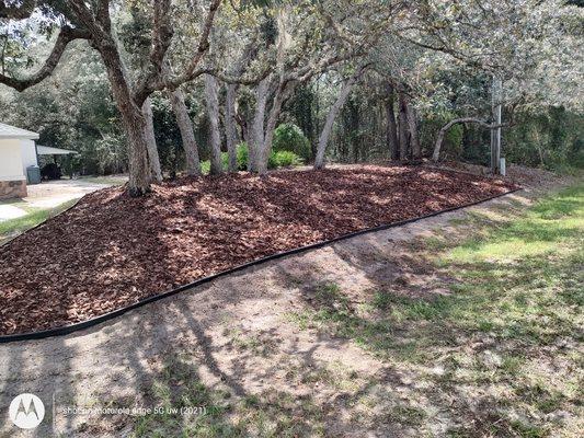 Finished with pine mulch and edging