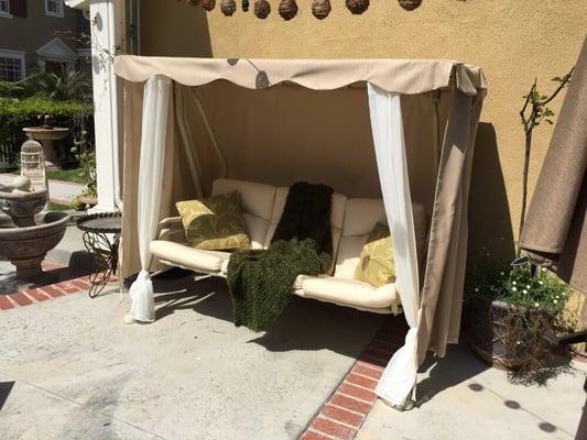 Dream Patio Swing with Sunbrella Canopy and Pillows