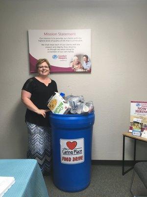 We love to help our community here in Georgetown! Our staff member, Michelle, headed up a food drive for the Caring Place!