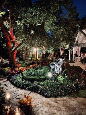 Backyard accent lighting for event