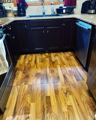 Wood floor and Dark Cabinets