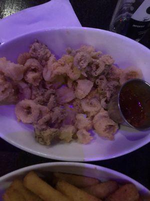 Calamari, Flavorless and not enough enough sauce to dip!