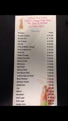 Price list