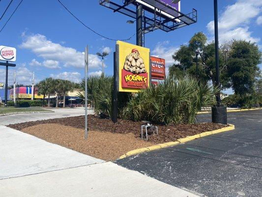 Finished product  - removal of sod replaced with pine bark mulch along with a bit of cypress mulch to give it that pop of color!