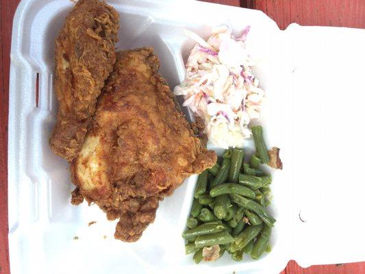 Delicious crispy 2 piece & 2 sides. Including fresh iced tea.