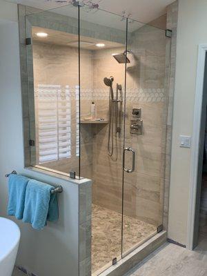 Clear shower doors with enduro shield coating