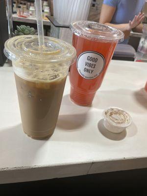 Iced coffee, love potion 9 mega tea and fat burner shot