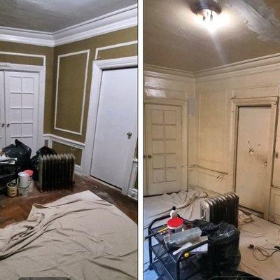 Before and after of Brooklyn Apartment done by Pristine Painting inc.