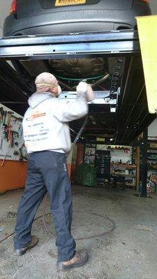 Doug applies Fluid Film undercoating. The other product he offers is NH Oil Undercoating. He can walk you through the pros and cons of each.