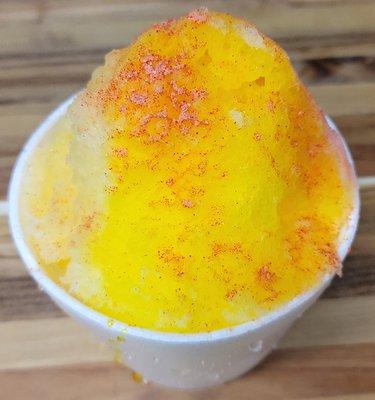 Hawaiian Delight Shave Ice - Mango, Guava, Pineapple, topped with Li Hing Mui Powder