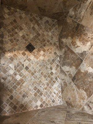 Floor tile in the shower.