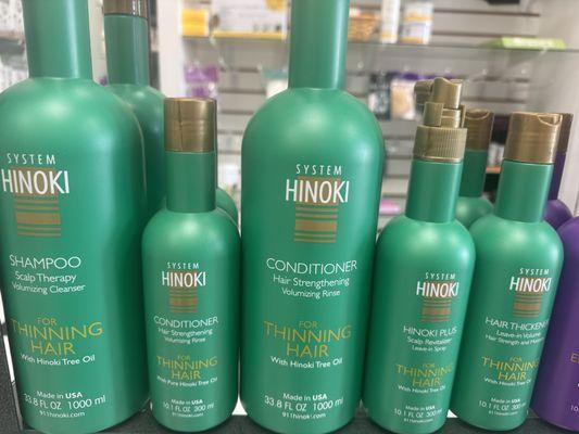 Hinoki hair Systems for thinning hair! Ask us how to stop the hair loss.