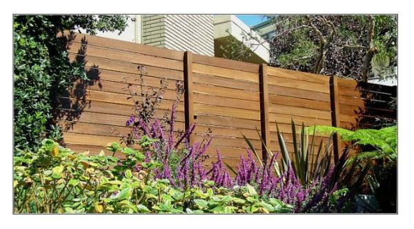 Wood fence in a backyard