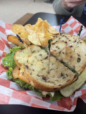 Cranberry Wild Rice Club with homemade chips