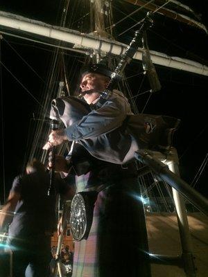 Houston Bagpiper playing on the Tall Ship Elissa in Galveston TX