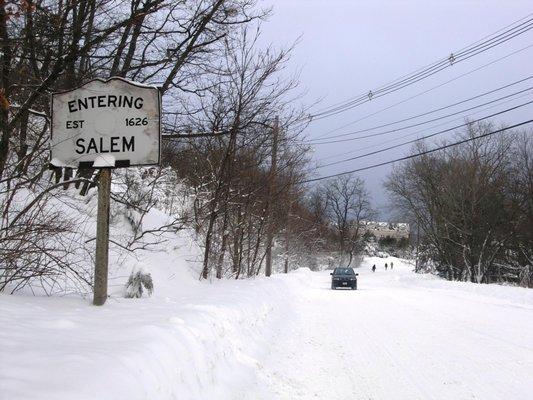 Entering Salem after a snow storm.