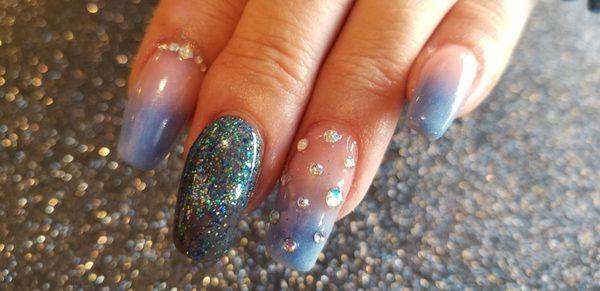 Rhinestones and blue ombre