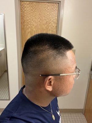 Bald fade with razor line up