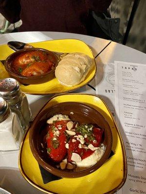 Stuffed calamari and stuffed piquillo peppers