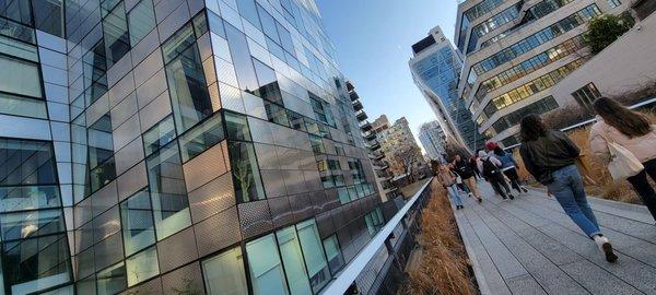 Visitors Stroll The High Line-Very Early Spring