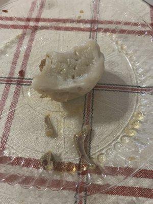 Steamed pork dumpling found 3 bones when biting into it