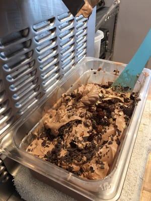 Joe's Dastardly Mashup - chocolate with raisins, almonds and dark chocolate shavings. Yum!