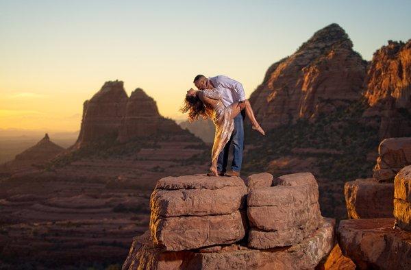 Elopement at Merry Go Round. We're the only photographers in Sedona that bring professional lighting to all our adventure Elopements.