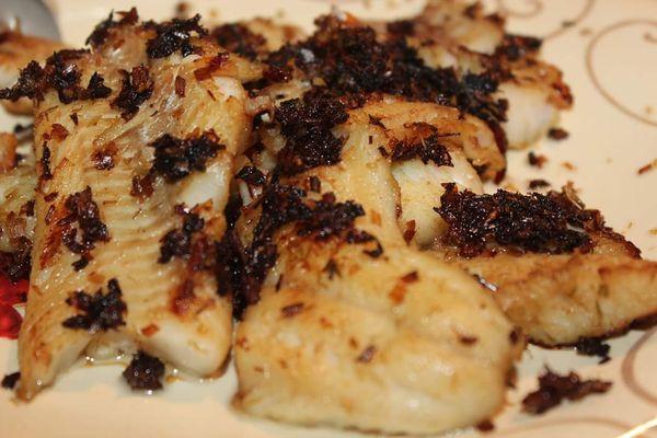 Fried walleye with lemon grass & garlic. Deliciousness