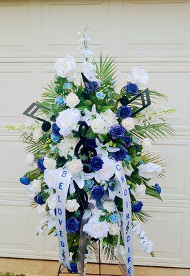 Sympathy standing spray (silk rentals)