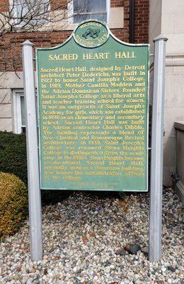 Historical Marker for Sacred Heart Hall at Siena Heights University