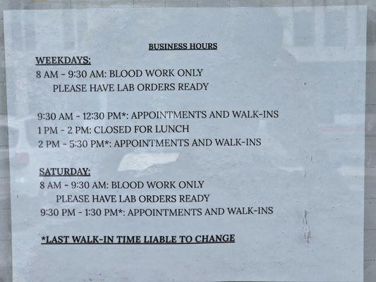 Hours and type of service at your convenience here at Long Beach Primary Care