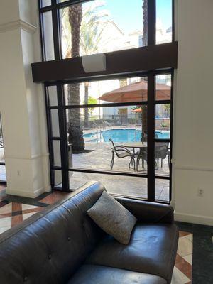 Lobby area pool view