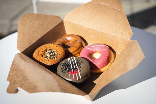 Vietnamese coffee & raspberry lychee mochi donut! Original & black sesame mochi muffin!