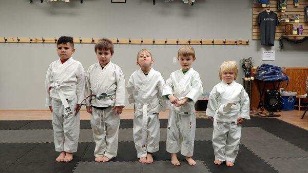 UJJ preschool through kindergarten class (PUP's Class) lining up for the begging of class.