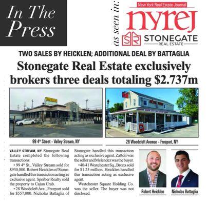 . Stonegate Real Estate Exclusive Brokers three deals totaling $2.737