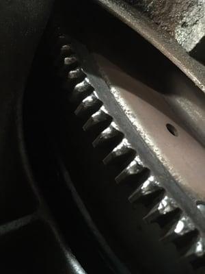 Damaged transmission flywheel