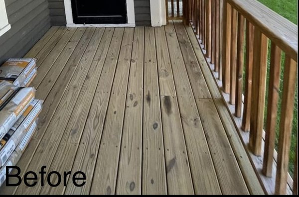 Before power washing deck