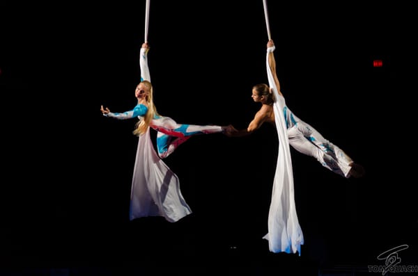 Davangie performing an aerial silk duet at the Moscow International Circus