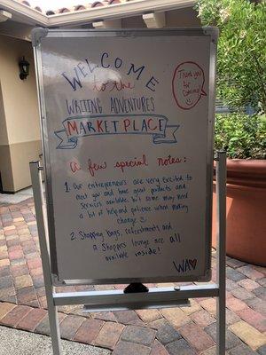 Market Place sign welcoming guests to come to the market!