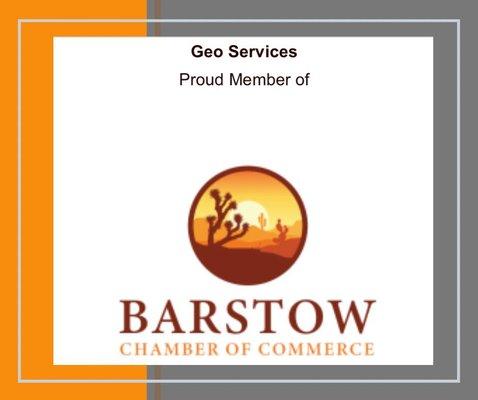 Proud member of Barstow Chamber of Commerce!