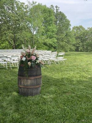 Several props included like this whiskey barrel