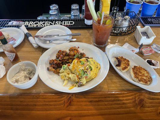 Denver omelette, biscuit and gravy