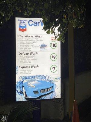 Car wash prices