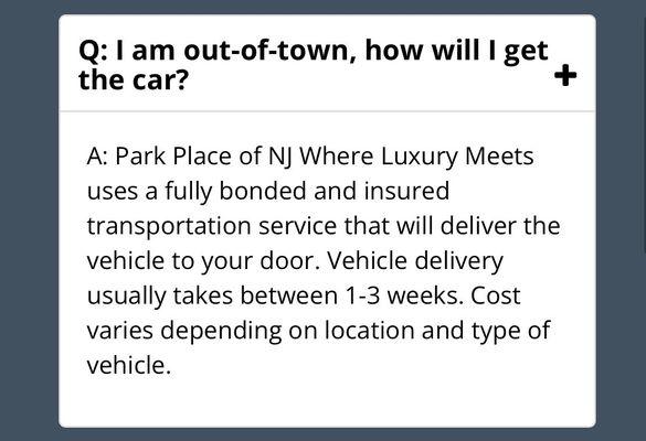 Second snippet from dealership's website.