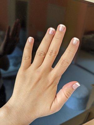 Perfect natural looking gel manicure by Bebe! Also look at that perfect reflection, what a FLAWLESS finish!