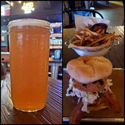 Lucy Cooper's offering for SABW 2022! Dirty South burger and Electric Jellyfish IPA! Points for Alice in Chains playing in background!