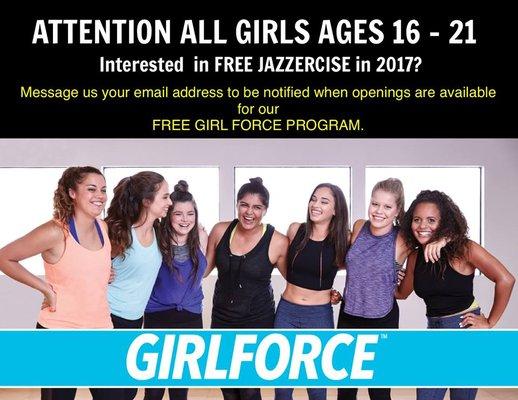 Girl Force" ages 16-21: FREE classes all of 2017