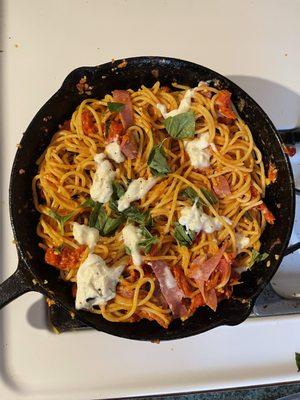 Made pasta with their burrata. They offer it on the side to go! You could also get it on the pizza as well. Soooo damn good.