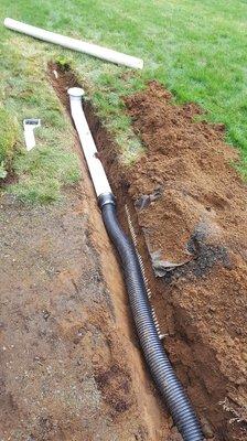 Pop up drain from gutter downspout.