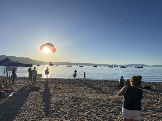 Paraglider at Sunset in Lake Tahoe